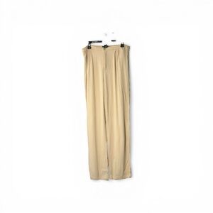 Zara Pleated Viscose Tapered Drapey Pants Cream Womens XL